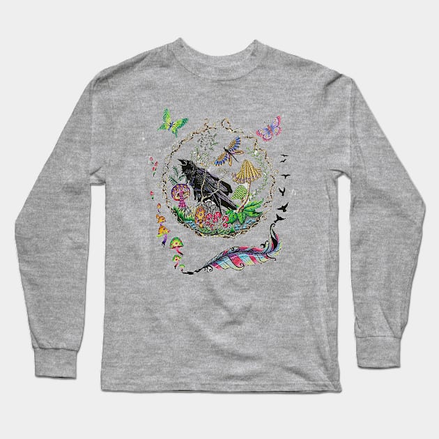 Raven's Mushrooms Long Sleeve T-Shirt by Delight's Fantasy Art